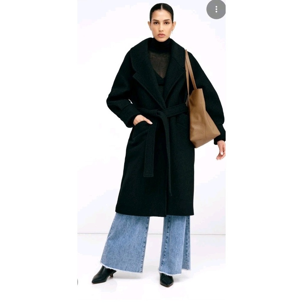NEW! Marcella New York M Oversized Virgin Wool Long Hooded Coat